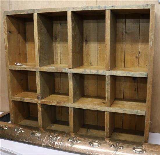 A pine pigeon hole cabinet W.101cm
